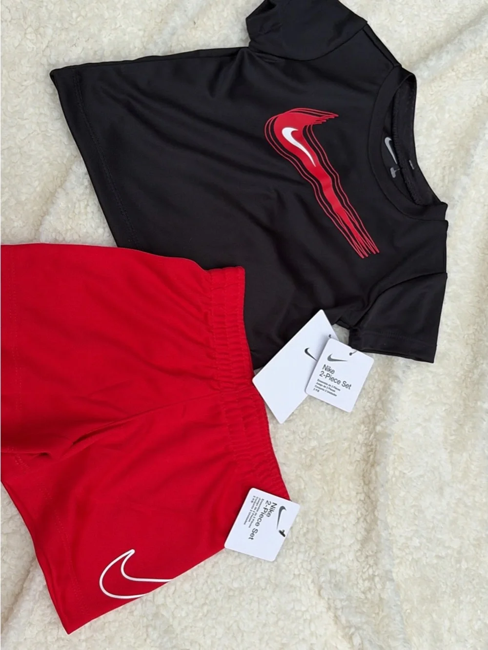 Nike Kids Red and Black Two-Piece Shorts Set